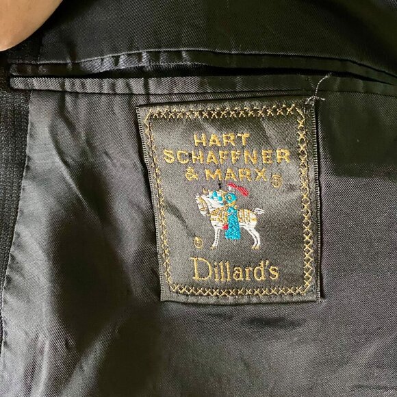 Hart Schaffner Marx Men's 2-Button Black Gray Wool Suit Jacket Blazer 40R - Picture 7 of 10